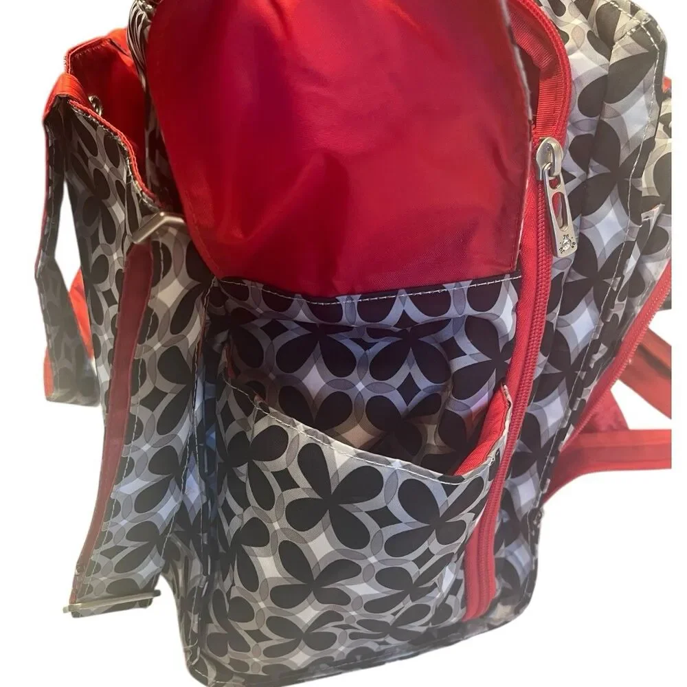 Diaper Bag Large Black Red Floral Travel Everyday JuJuBe Be Prepared Tote